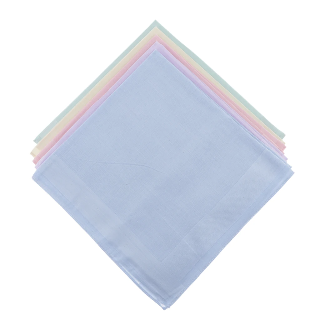 5pcs 100% Cotton Child DIY Blank Handkerchiefs Bridal Party Adult Hankie Kerchiefs Hanky Pure color Without Picture Handkerchief