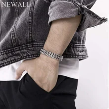 Newall 10 мм широкий 316L Нержавеющая сталь Мужской Браслет безопасный замок простая цепочка мужские ювелирные изделия винтажные модные ювелирные изделия Хип-хоп панк