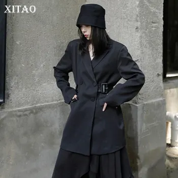 

XITAO Black Double Breasted Blazer Women Loose Fashion Elegant All Match Notched Collar 2020 New Autumn Women Clothes ZP2680