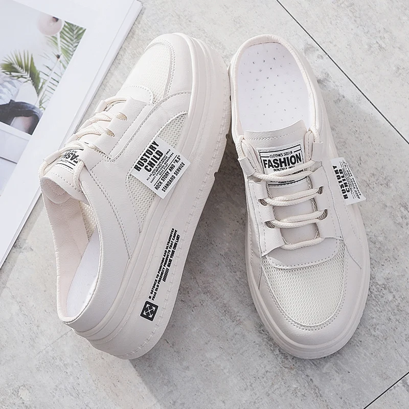Spring SUMMER Women Vulcanized Shoes Breathable Light Comfortable White Shoes Student Fashion Mesh Platform Shoes Size 35-40