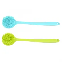 Отшелушивающая силиконовая щетка с длинной ручкой для ванной, тела, душа, спины, скруббер, массажер для чистки кожи, хвостовой шнурок