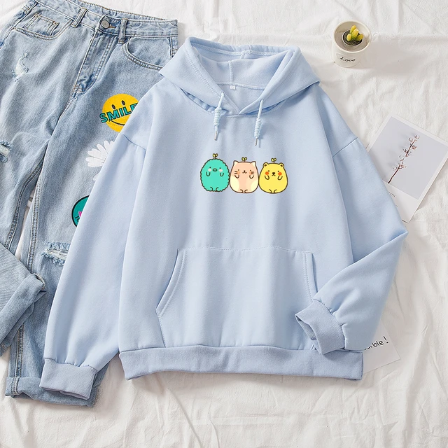 Kawaii Women Hoodie Beige Blue Loose Casual Korean Style Cute Sweatshirt  Hooded For Girls Aesthetic Harajuku Pullover Hoodies - Hoodies u0026 Sweatshirts  - AliExpress