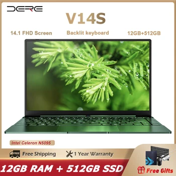 Dere Laptop V14S 14.1 inch Intel Celeron N5095 12GB RAM 512GB SSD Backlit Keyboard Pc Portable Gaming Laptop Window 10 Notebook 1