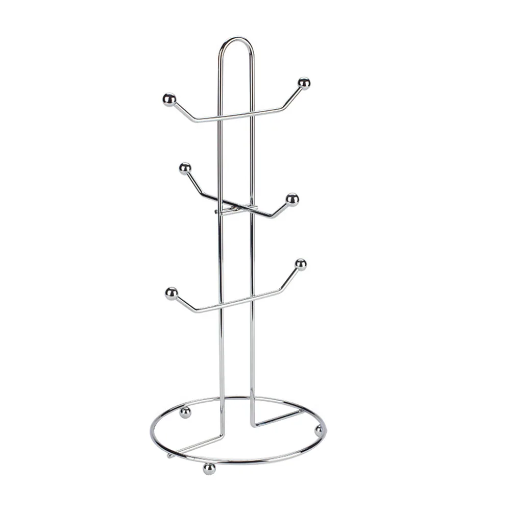 

Iron Home Stand Desktop Drinkware Shelf Kitchen Hanging Cup Holder Decoration Bar Organizer 6 Hooks Smooth Surface Non Slip