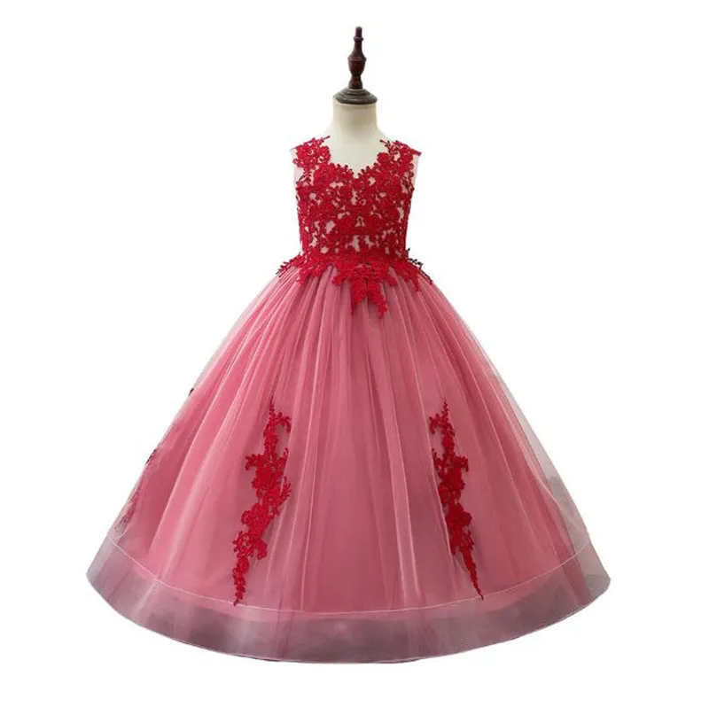 На заказ реальное изображение платье с цветочным узором для девочек Свадебное кружево Аппликация О образным вырезом бальное платье