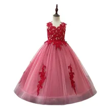 На заказ реальное изображение платье с цветочным узором для девочек Свадебное кружево Аппликация О образным вырезом бальное платье