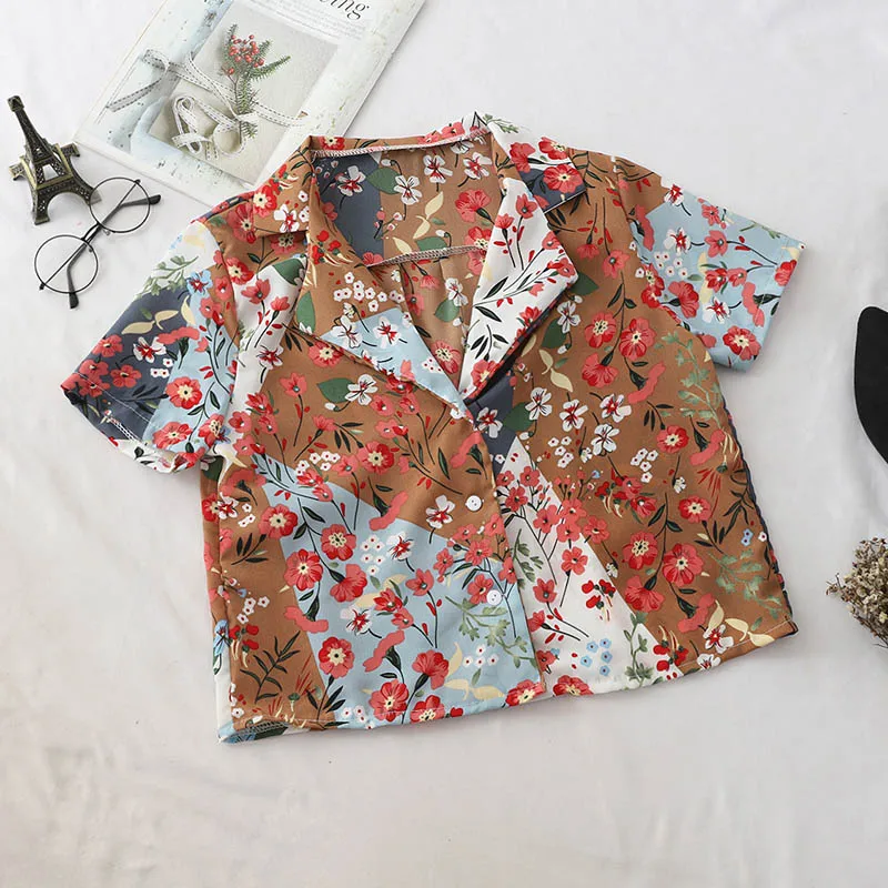 APRICOT Heliar блузка с цветочным принтом Топ с коротким рукавом Женский Топ с баской Boho T женский летние элегантные футболки для женщин - Цвет: APRICOT