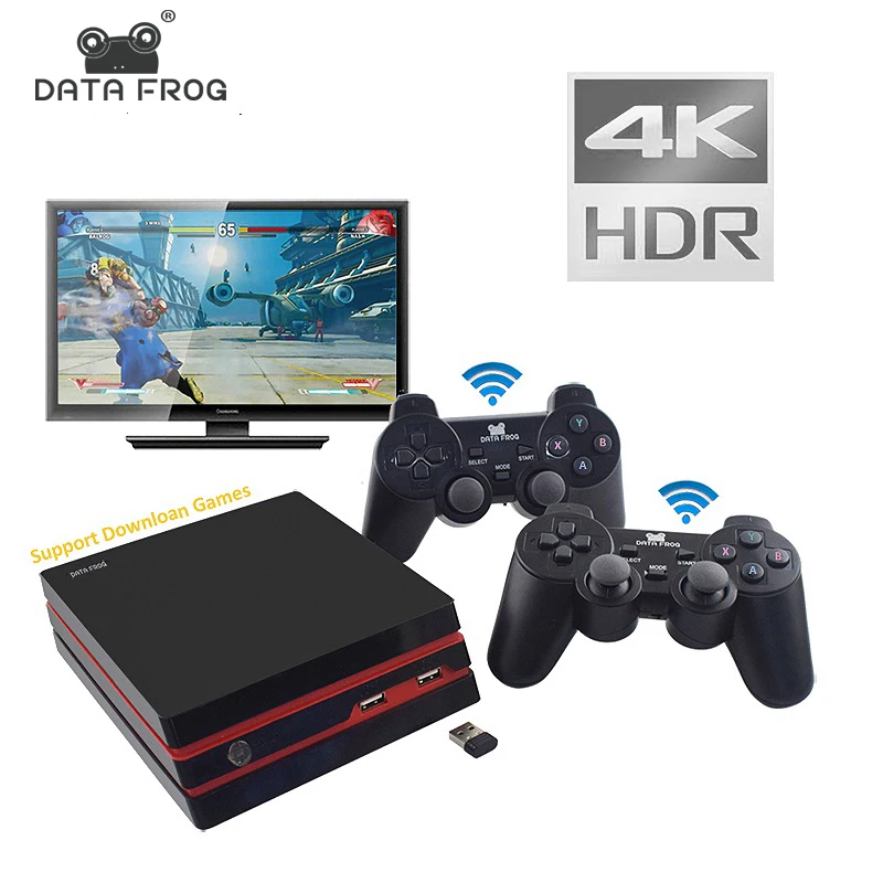 Данных лягушка 2018 игровая консоль 4 к HDMI выход Ретро 600 классический 64 BitFamily видеоигры 2,4 г беспроводной двойной консоль игровая