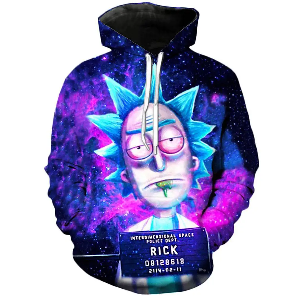  New Custom 3D Sweatshirts Hip Hop Women/Men Hat Funny Print Rick Morty Crazy Scientist Winter Loose