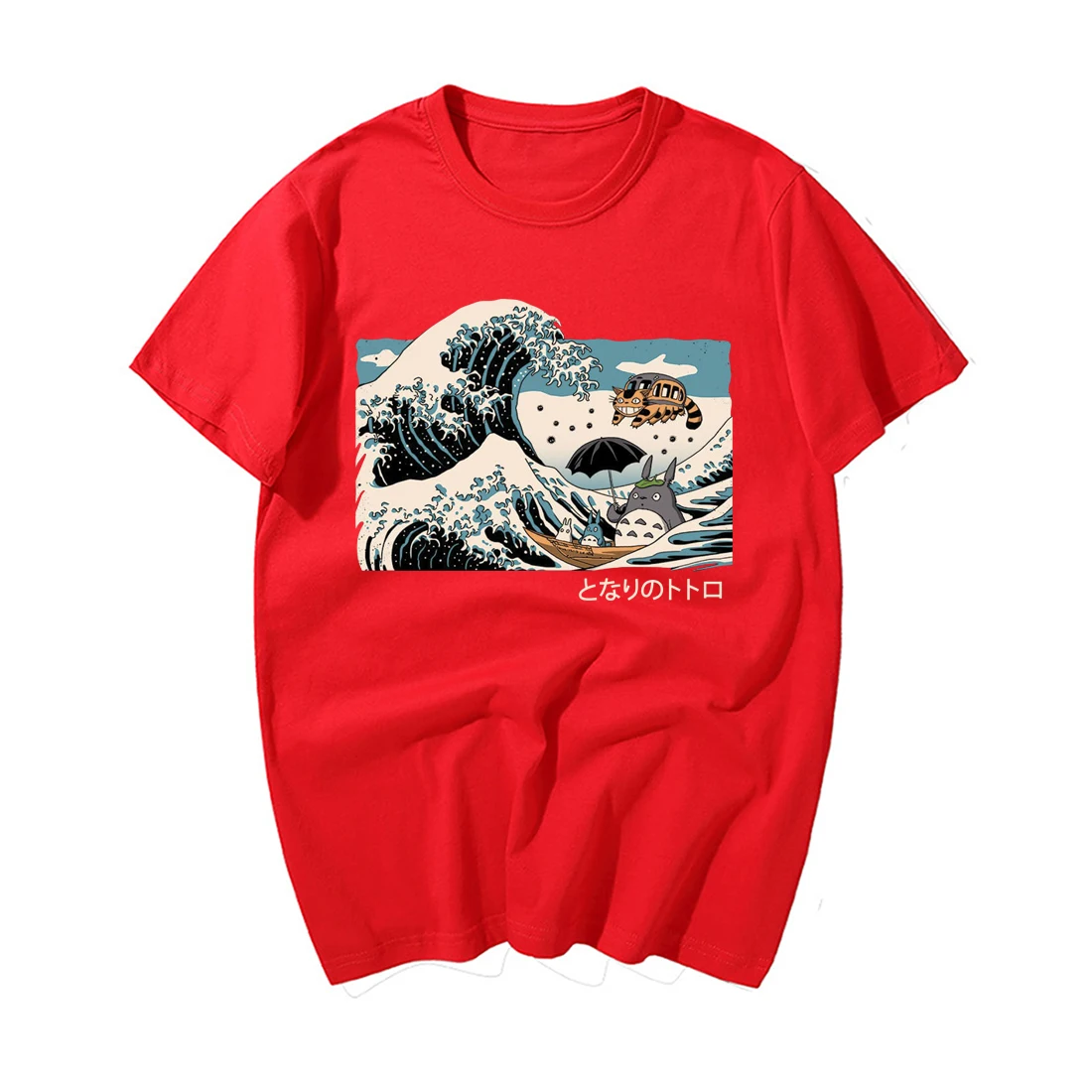 Классическая винтажная Футболка с принтом японского аниме Tonari No Totoro, забавные мужские летние повседневные хлопковые футболки с коротким рукавом, мужские футболки - Цвет: Red  6