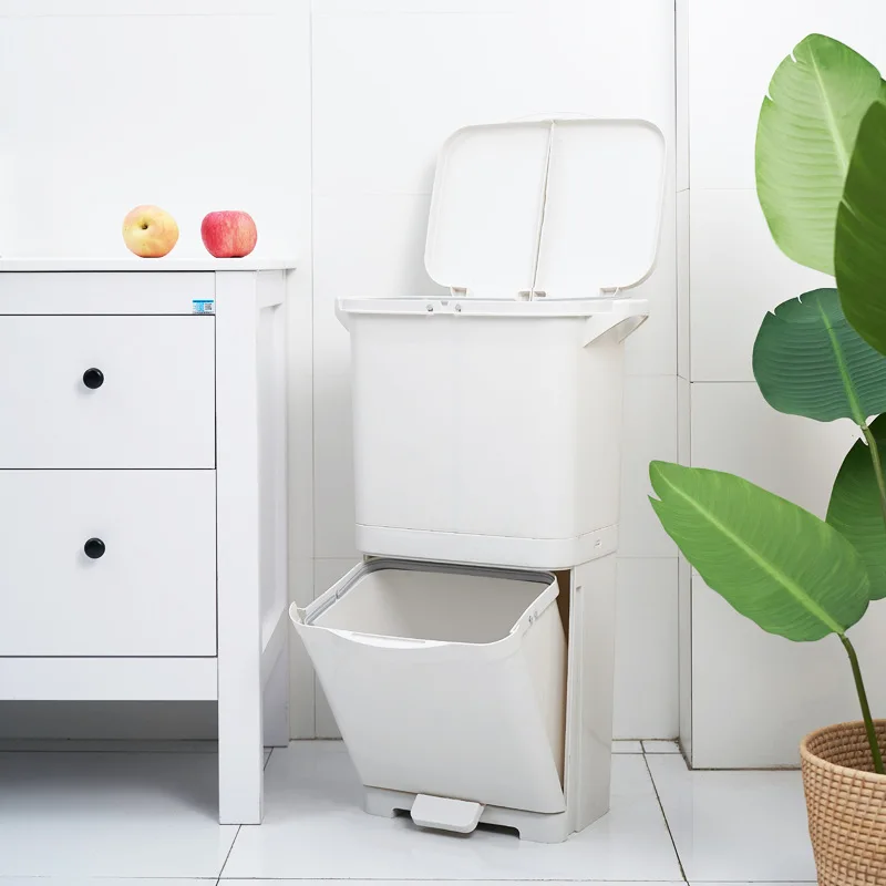Creative household kitchen double garbage can deodorizing simple dry and wet separation classification trash can