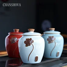 CHANSHOVA ceramic tea jar sealed storage tank teapot tea box Chinese tea set tea container tea storage barrel travel tea set