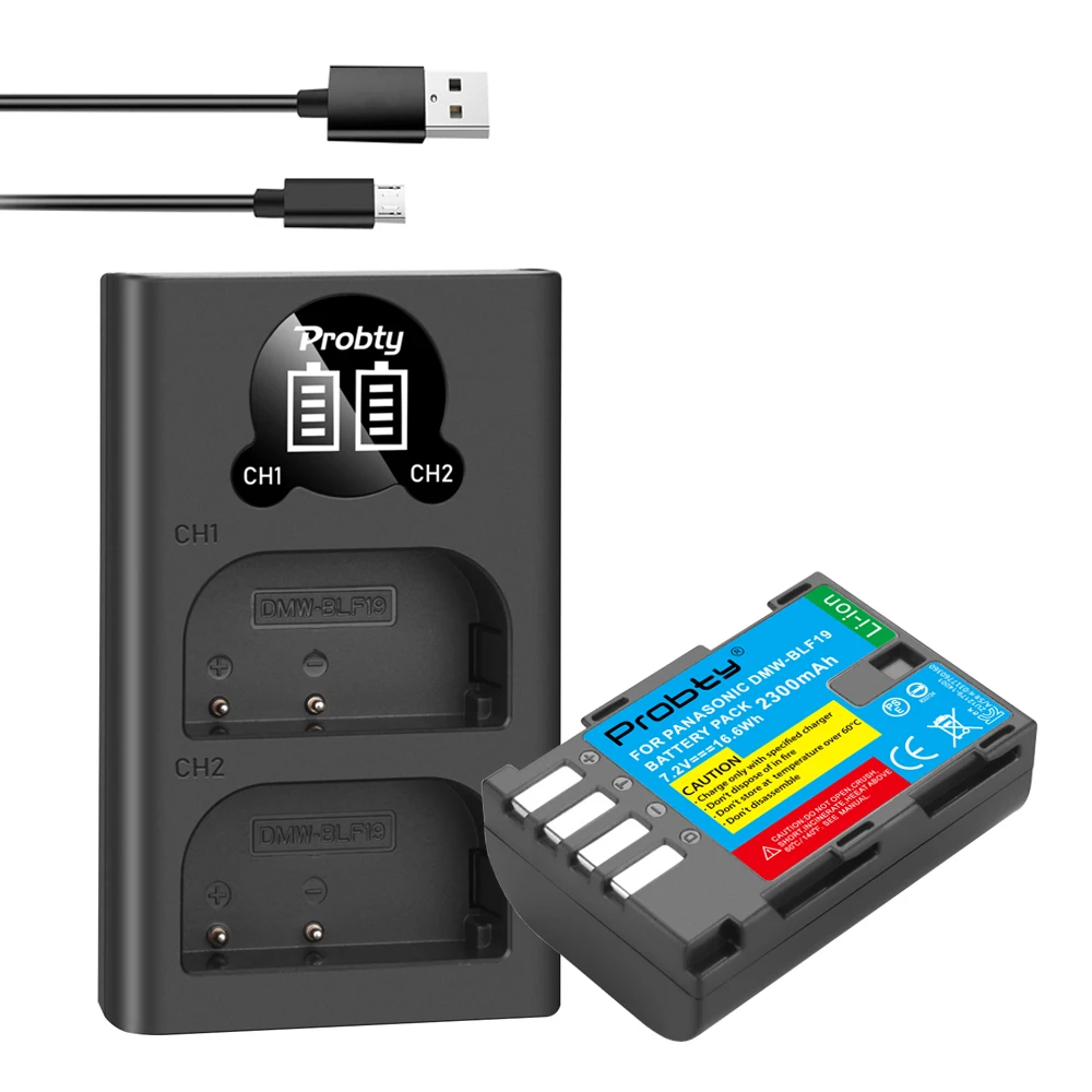 Dmw-Blf19Pp Blf19E Batteria + Caricatore Doppio Led Per Panasonic Lumix Gh3 Gh4 Gh5 Dmc-Gh3 Dmc-Gh4 Dmc-Gh5