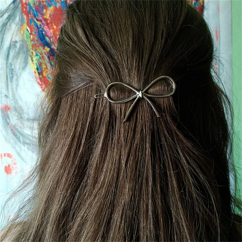 Best Selling Gold/Silver Plated Metal Triangle Moon Round Hairpin Side Clip Horsetail Clip Female Alloy Hair Accessories