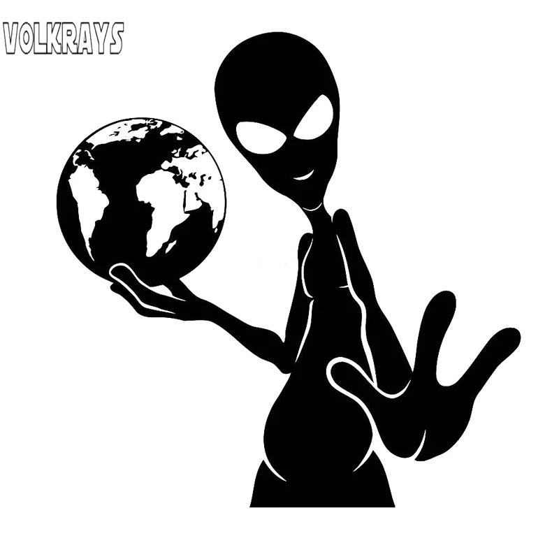 Volkrays Creative Car Sticker Bardian Alien Earth Graphic Accessories Reflective Sunscreen Vinyl Decal Black/Silver 19cm*18cm | Автомобили