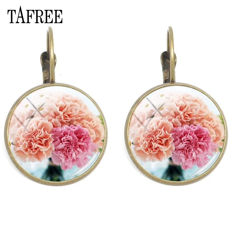 TAFREE, красные серьги-гвоздики с изображением цветка, стеклянные драгоценные камни, клипсы для ушей, для женщин, мамы, учителя, рождественский подарок, модные серьги KL39