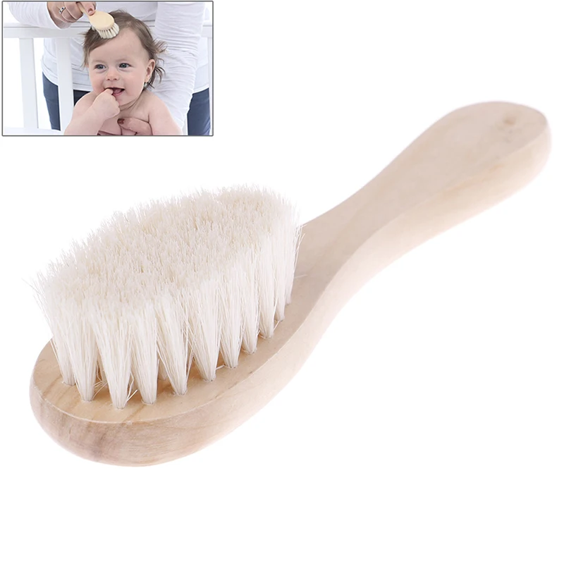 Wooden Handle Brush Baby Hairbrush Newborn Hair Brush Infant Comb Head Massager Pure natural