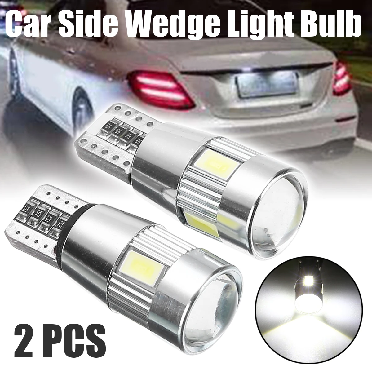 Mayitr 2pcs T10 5630 6SMD LED Canbus Error Free Car Side Wedge Light Bulb With Lens