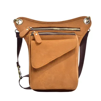 

Genuine Crazy Horse Leather Waist Packs For Men Travel Fanny Pack 120cm Belt Length Male Small Waist Bag For Phone Pouch