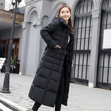 

6 Colors Women Long Coats Parka Winter Female Casual Solid Color Zipper Pocket Cotton Padded Warm Hooded Maxi Puffer Coat Jacket