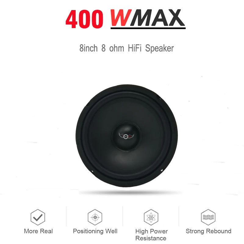 Online Altavoz negro HiFi 8 pulgadas 203mm diámetro 400W 8ohmios Audio más alto altavoces para 5,1 Home Theater ruso rango completo Woofer