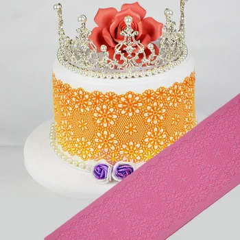 

Silicone Lace Flower Wedding Mousse Cake Sugar Beautiful Flower Lace Fondant Mold Craft Icing Mat Pad Pastry Baking Tool K498