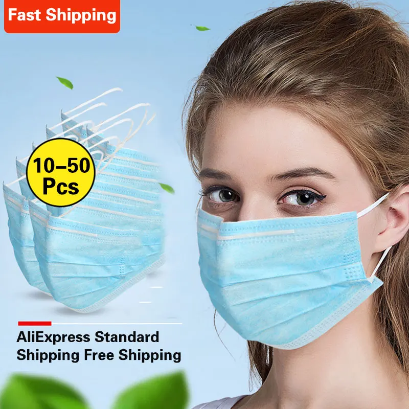 

5/10/20/30/50/1 pcs Non Woven Disposable Face Mask 3 Layer Hanging ear Dust Filter Safety Elastic Facial Dust-Proof Safety Masks