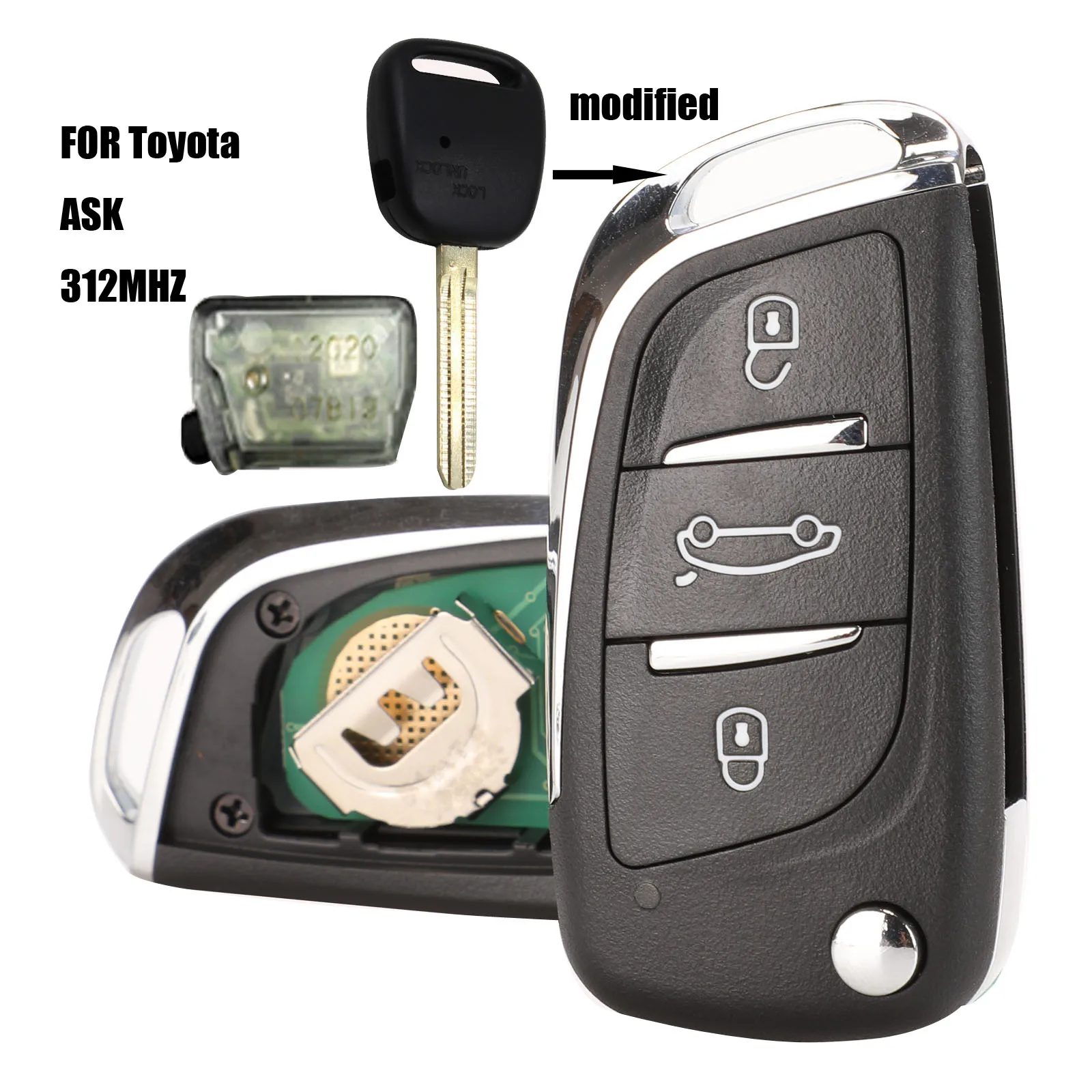 

jingyuqin 1 Button Replacement Fob Remote Car Key Shell Case Cover Blade For Toyota Carina Estima Harrier Previa Corolla Celica