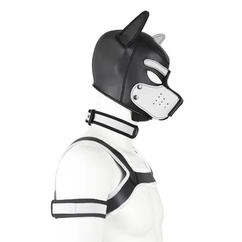 Dog Bondage Set With Restraints Hood Chest Belt Collar Arm Band For Pup Role Play Adults Game Fantasy Harness Club Costumes Prop 3