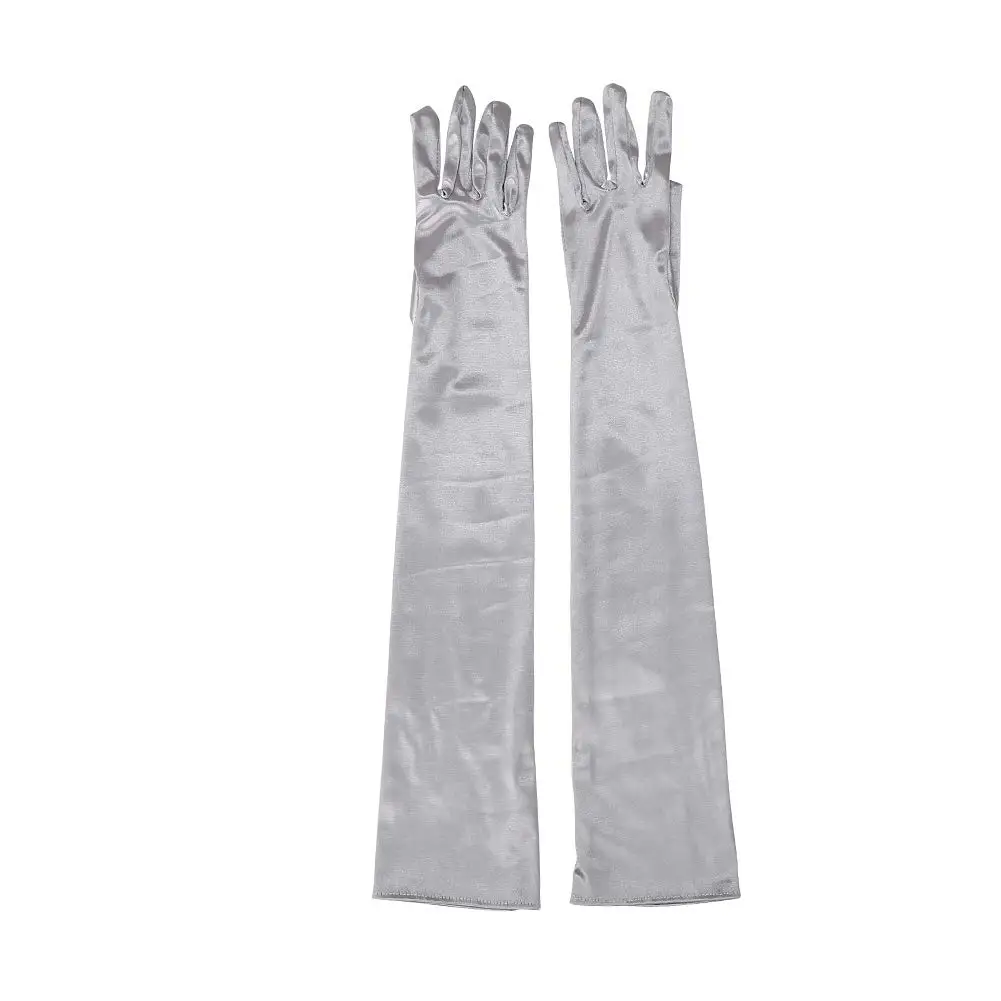 Silver 1 пара, женские длинные перчатки на палец, перчатки для защиты от солнца, опера, вечерняя вечеринка, выпускной костюм, модные перчатки, зимние перчатки, варежки - Цвет: Silver