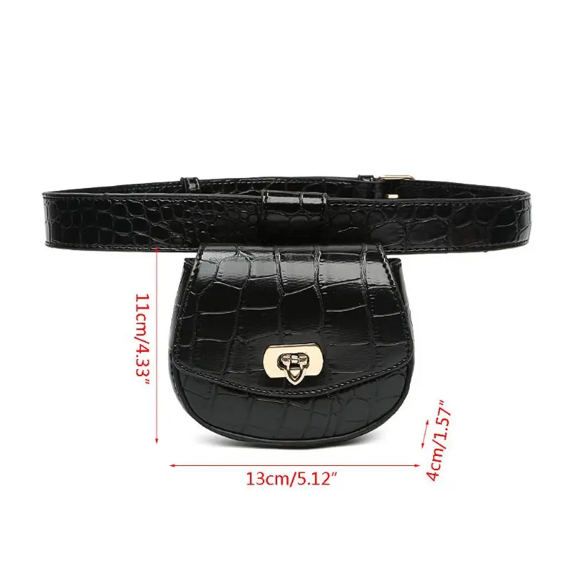 Fashion Stripe Detachable Female Pack Women Waist Bag Leather Belt Pouch Decor