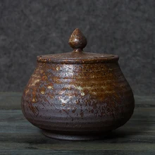Винтажная банка для хранения чая в японском стиле, ручная работа, керамическая грубая керамика, уплотнение Caddy, держатель для чая, Баночки, чайная посуда, аксессуары, Декор