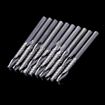 

10Pcs/set 4mm Shank Single Flute Carbide Spiral End Mill Cutter CNC Router Bits 22mm