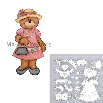

Noble Lady Bear Metal Cutting Dies Dame Animal Doll Stencil For DIY Scrapbooking Card Decorative Embossing Die 2020
