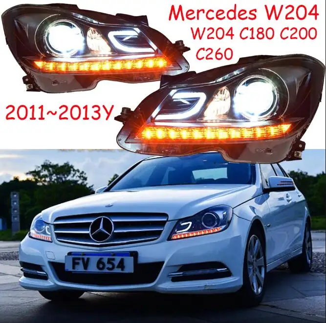 Mercedes Benz W204 2 шт. 2011~ 2013 год автомобильный бупмер головной свет для Mercedes W204 фар C180 C200 C260 светодиодный DRL HID ксенон, противотуманная фара для Benz W204 - Цвет: Mercedes Benz W204