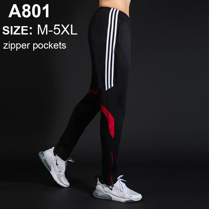 A801 Red Мужские спортивные штаны для бега на молнии, спортивные штаны для футбола, спортивные штаны для тренировок, эластичные леггинсы для бега, штаны для спортзала - Цвет: A801 Red