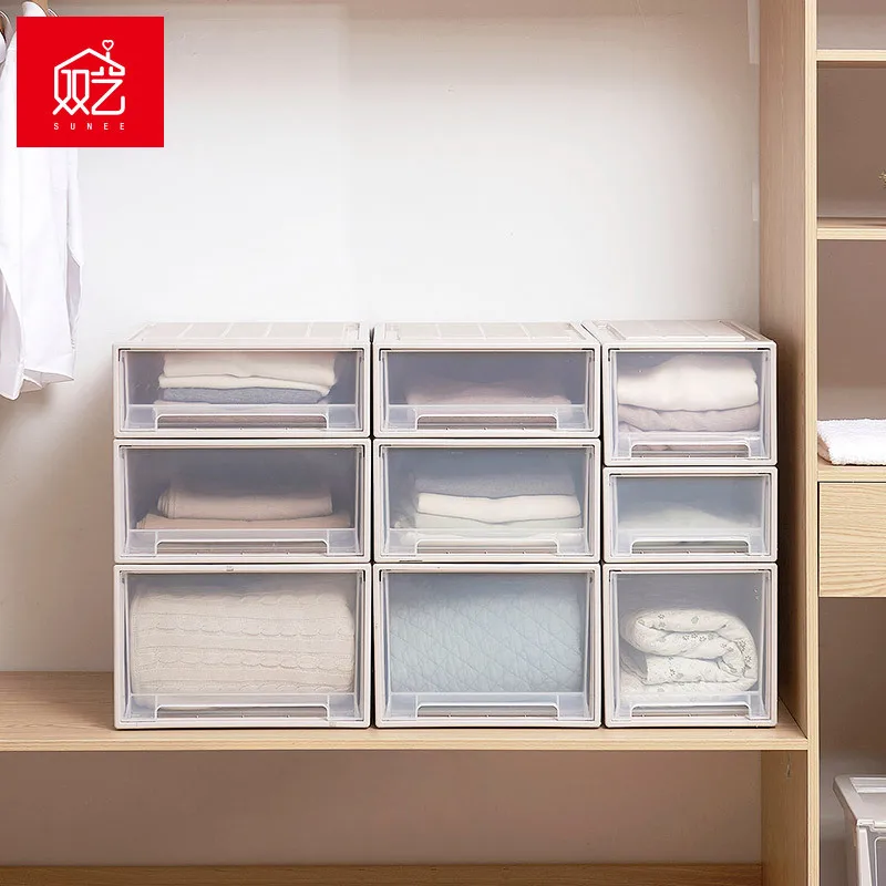 

Drawer-type Storage Cabinets Plastic Storage Box Household Wardrobe Finishing Box Clothes Storage Box Multilayer Combination Sto