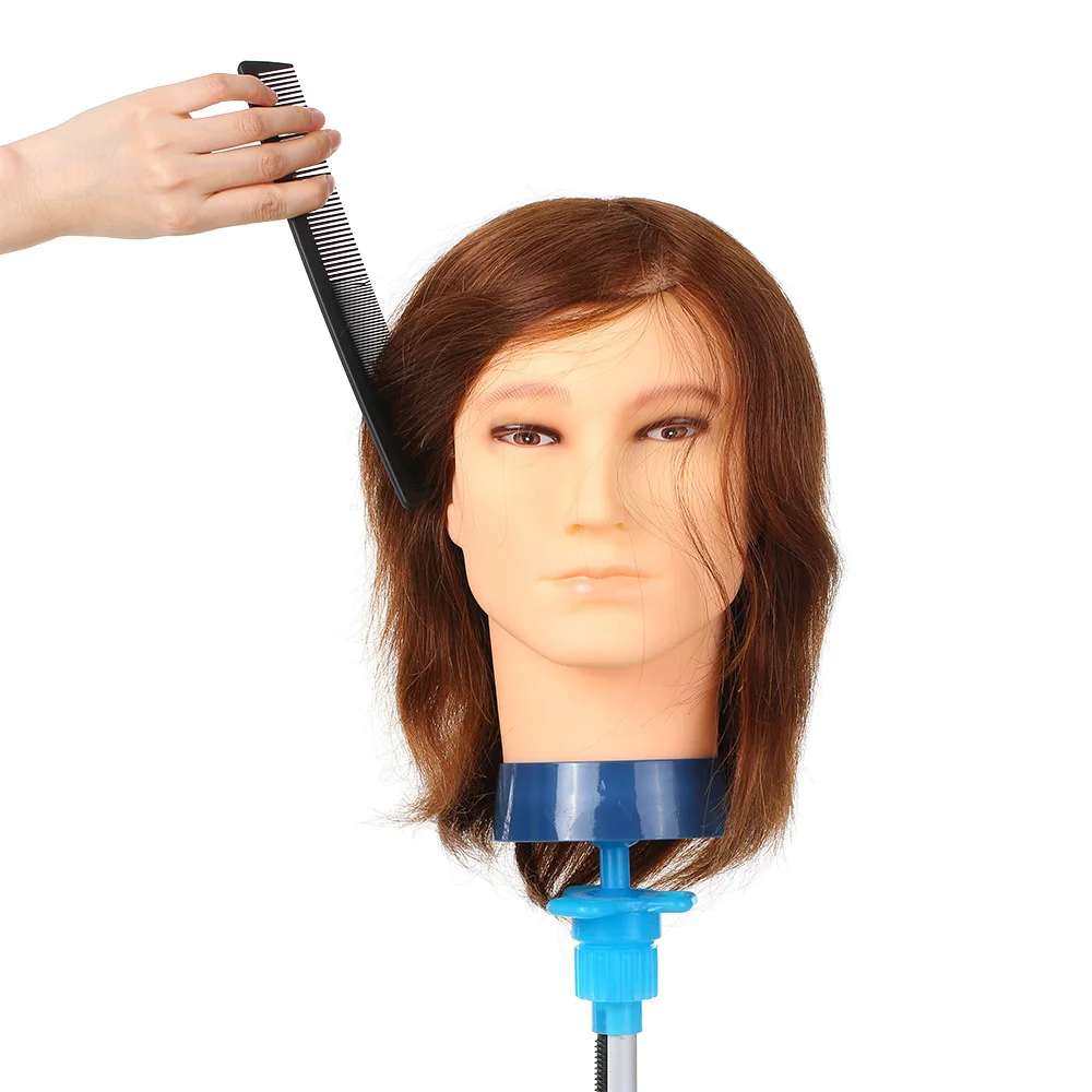 

100% Human Hair Male Manikin Head Hairdresser Training Head for Styling Dye Cutting Braiding Hair Styling Training Dummy Head