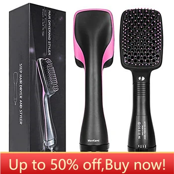 

Professional 2 in 1 One Step Hair Dryer brush volumizer straightener and curler Hot Air Curling iron Rotating Rollers Comb