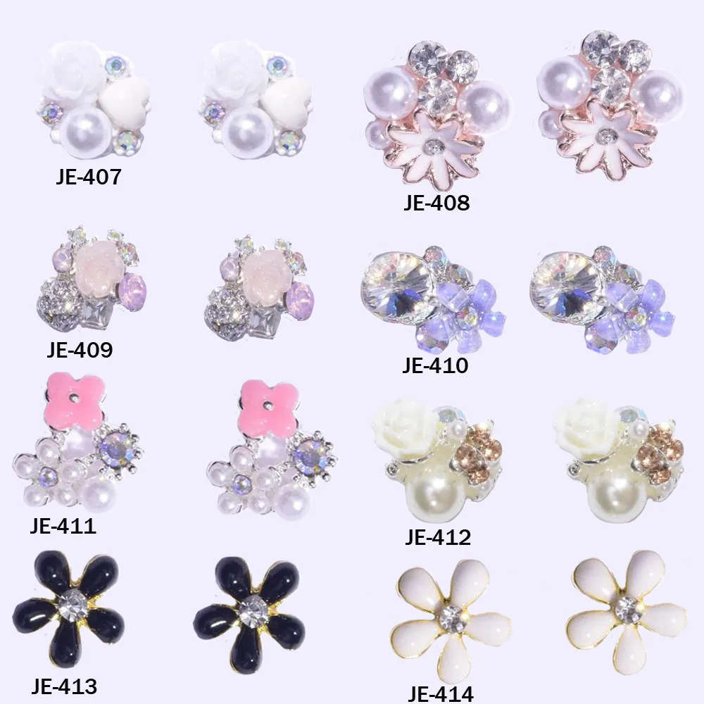 10pc/pack 3D flower Cluster Nail Art Decorations With Big Pearl Rhinestones Nails Glitter Stud For Alloy CJE407-414 | Красота и