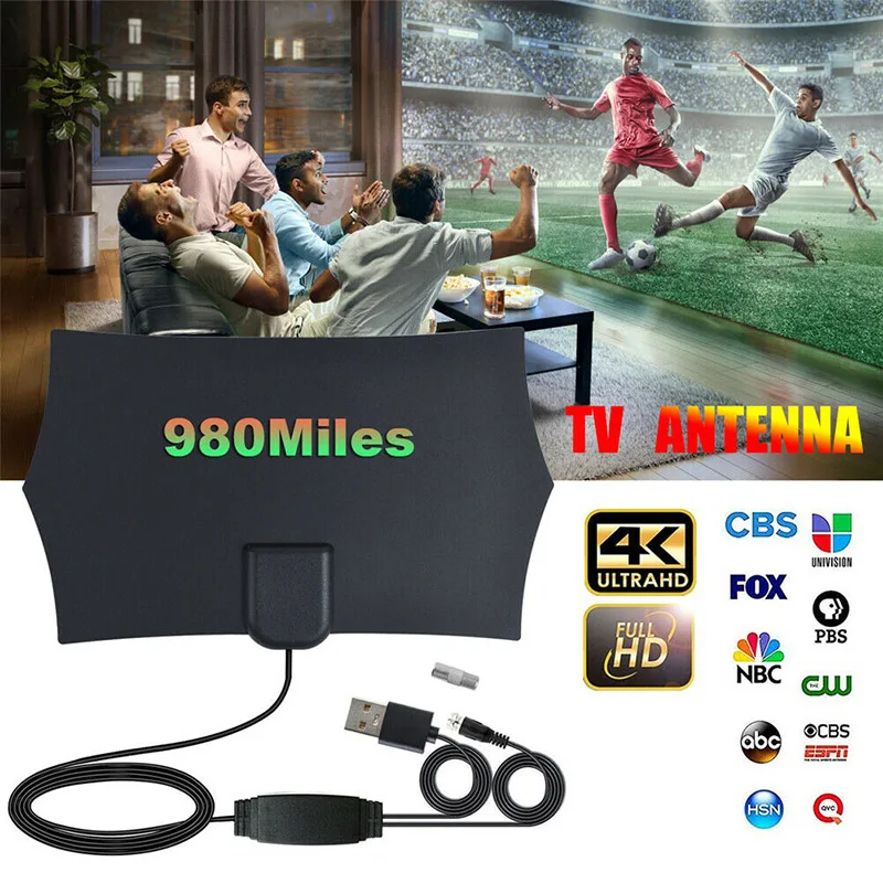 980 Миля Диапазон антенны ТВ цифровой HD Skywire антенна Цифровой 1080p Крытый Дом OC