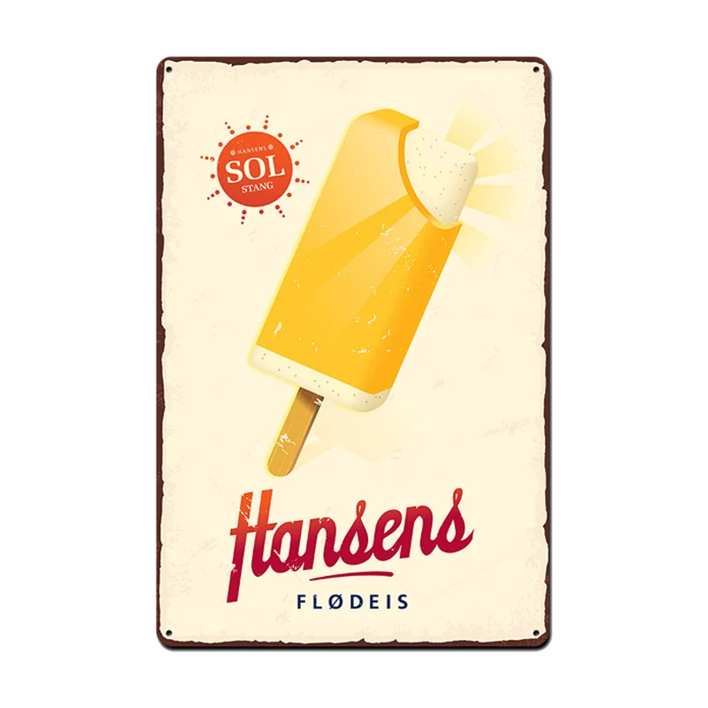 Targa Vintage In Metallo Per Gelato Fatta In Casa - Decorazione Wall Art Per Gelaterie E Casa