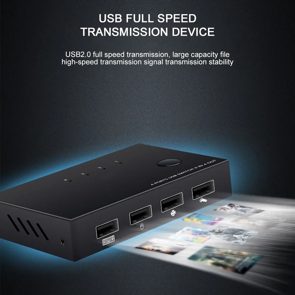 4 в 4 выхода USB коммутатор для клавиатуры мышь принтер Компьютер подключи и играй 4 порта USB KVM переключатель коробка USB Sharer сплиттер коробка
