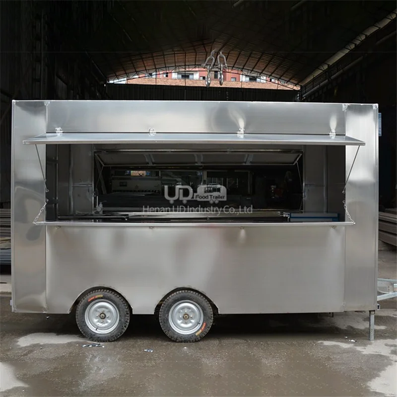 Outdoor Square Mobile Food Trailer Fast Food Kiosk Taco Trailer Snack Stand Cheese Fries Coffee Cart Fully Equipped Food Trailer customized size acrylic cake stand white acrylic risers acrylic display food riser square buffet riser
