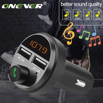 

Onever Car MP3 Player FM Transmitter Smart Bluetooth 5.0 Handsfree Receiver Auto Dual USB Fast Charger Support TF Card U Disk