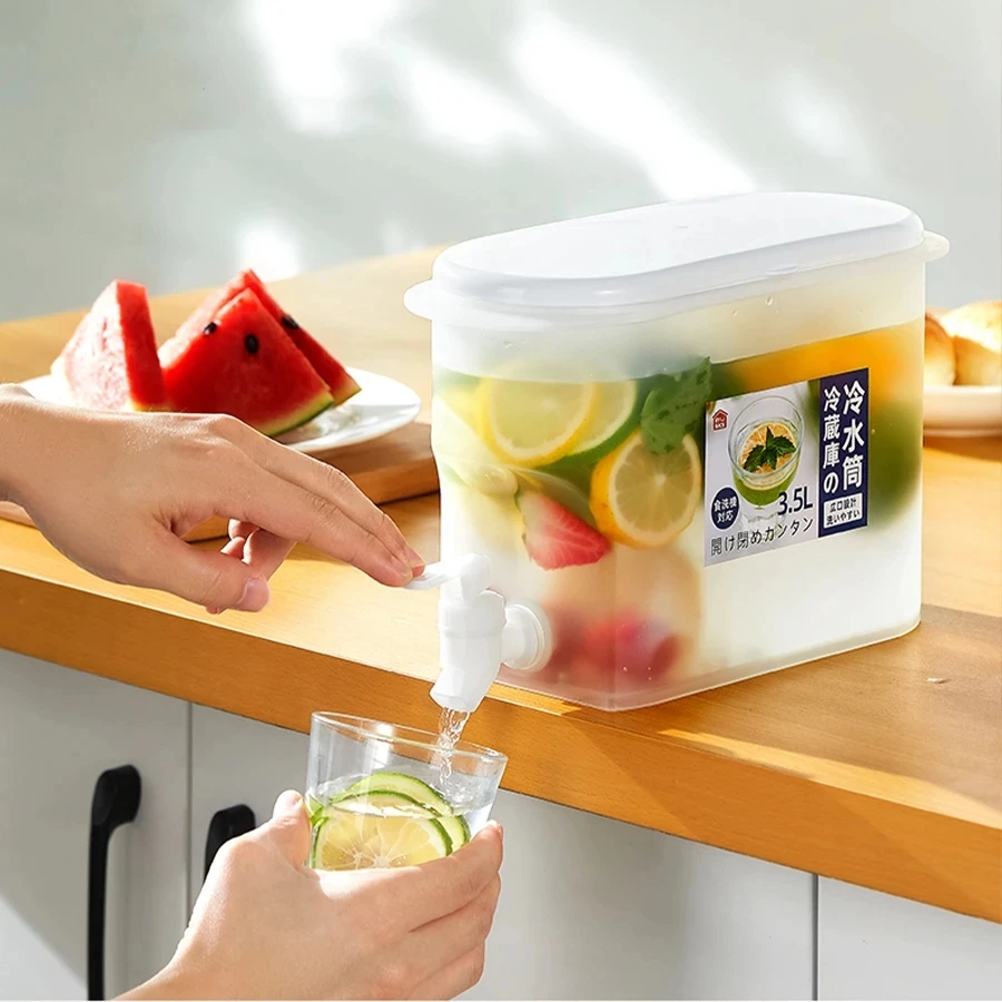 限定品】 冷水筒 冷蔵庫用 蛇口付き 4L 大容量 麦茶ポット 耐熱 使用 ...