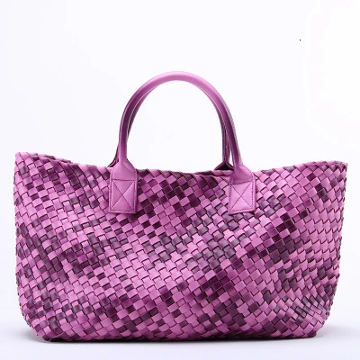 Rose red Unua amo, брендовые сумки, Дамская мода, градиент, ручная тканая сумка, для женщин, высокое качество, имитация овчины, Большая вместительная сумка, сумки - Цвет: Rose red