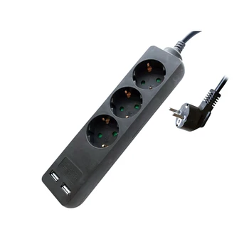 

V-TAC AP8776 electric power strip power strip with 2 USB and 3 seats Schuko 10A cable long 1,5 meters color black 3 X1.5 mmq SKU-8776