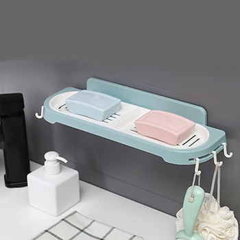 

Drain Soap Box Wall 2020 Nordic Hanging Soap Holder Household Bathroom Double Soap Tray Free Punch Soap Shelf