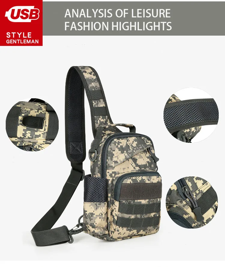 Military Tactical Backpack Shoulder Bag Chest bag Men Outdoor Hiking Camping Army Hunting Fishing Pack Sling Molle Usb bag